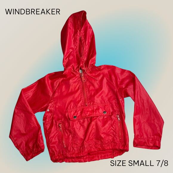 VTG 80s Tokens II Red Nylon Windbreaker Youth 7/8 Hoodie Kangaroo Pouch - Picture 1 of 11
